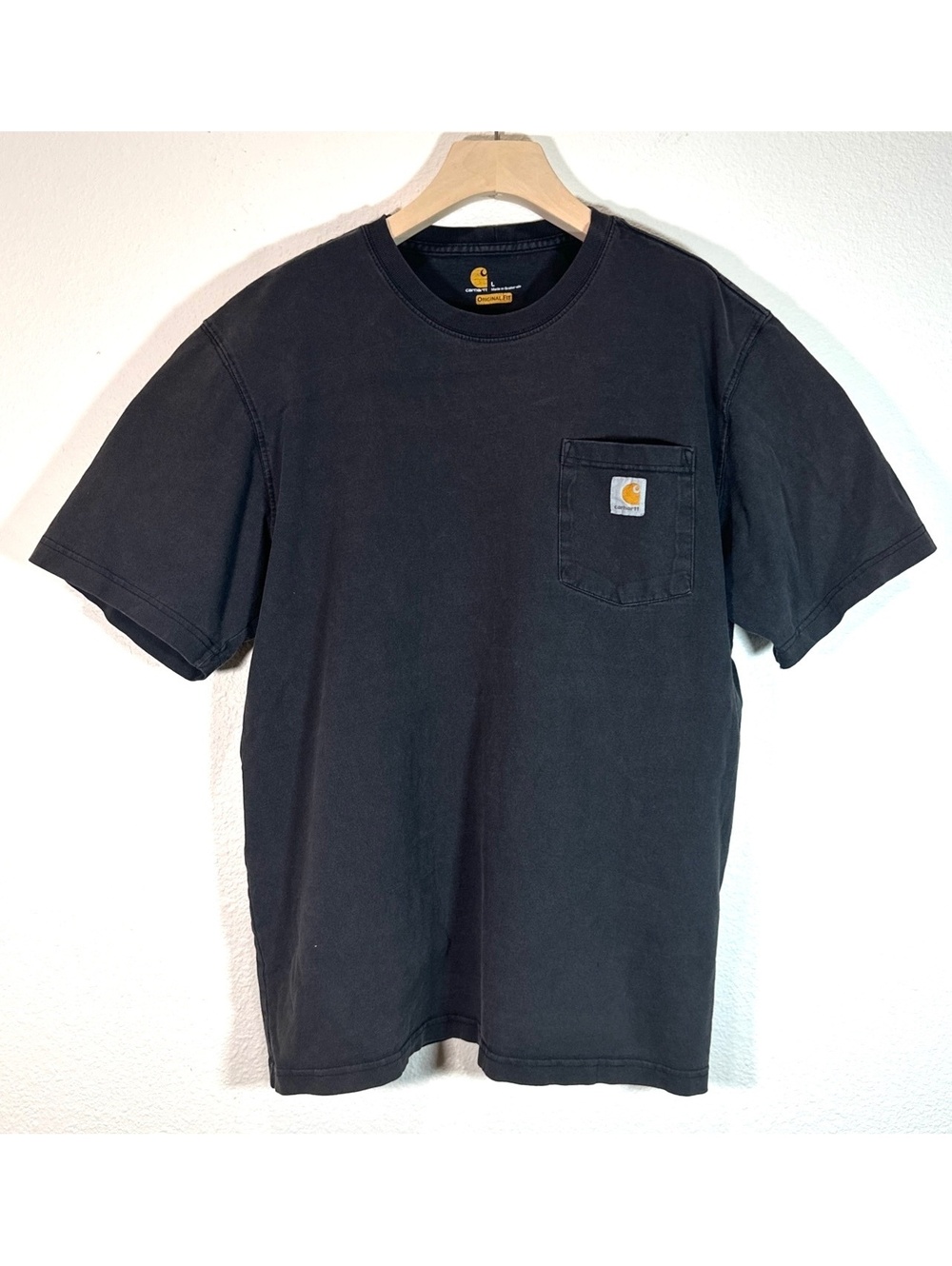 Carhartt Men’s Large Original Fit Pocket T-Shirt Faded Black Workwear Logo